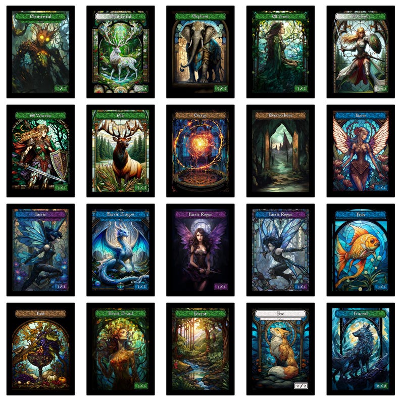 Stained Glass Art Token MTG Token Bundle Magic Token Bundle MTG Stained Glass Art Token Bulk Pack for Magic and other collectible card games image 6