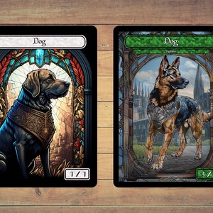 Pacote com 5 fichas para arte em vitral e fichas para cachorro para Magic e outros jogos de cartas colecionáveis