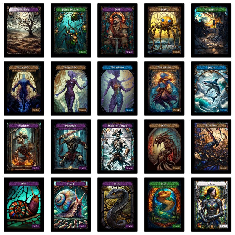 Stained Glass Art Token MTG Token Bundle Magic Token Bundle MTG Stained Glass Art Token Bulk Pack for Magic and other collectible card games image 13