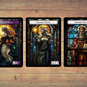 Human Cleric Token Human Token MTG Token Stained Glass TokenArt Token 5 Pack for Magic and other collectible card games
