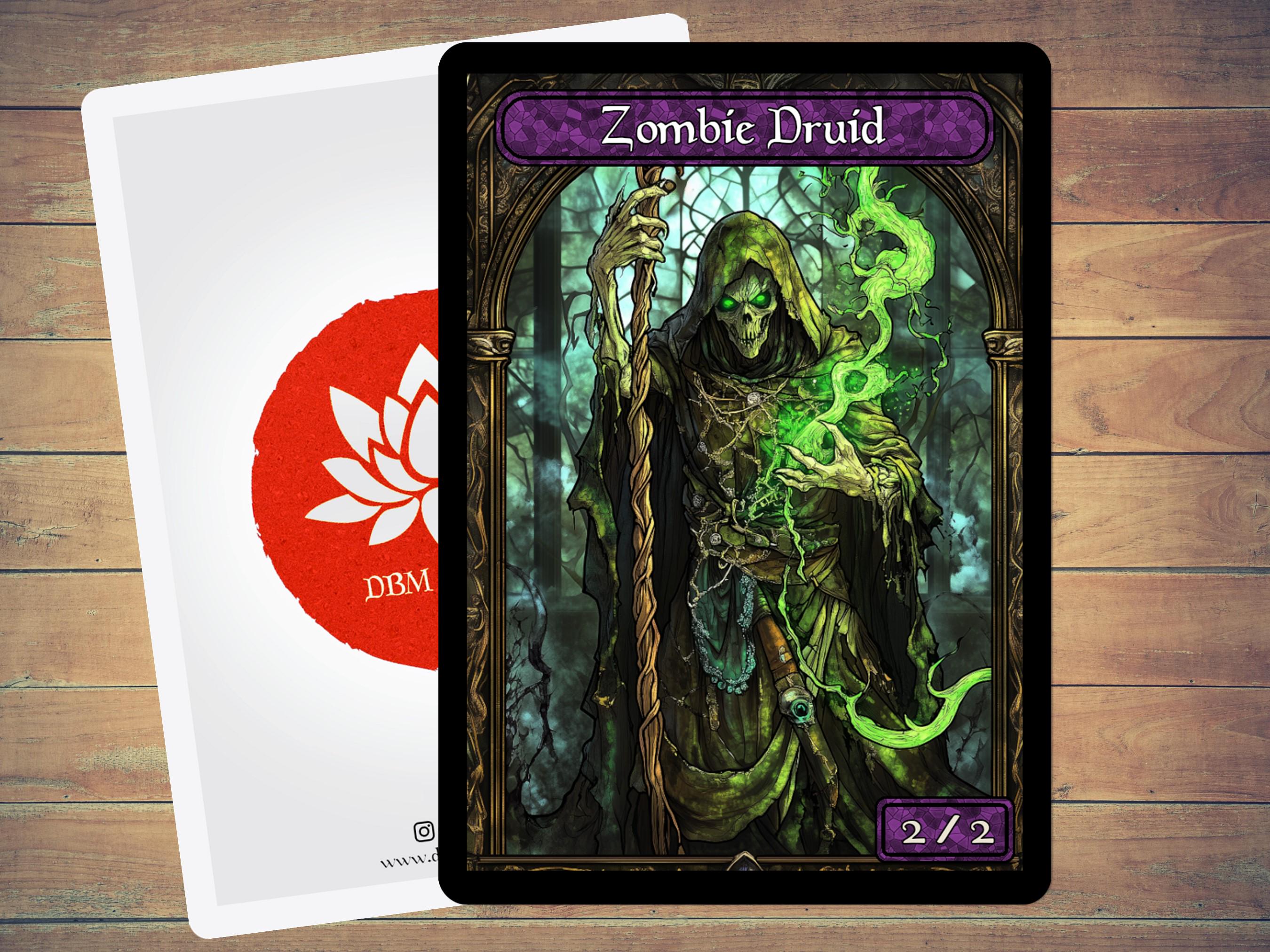 Zombie Druid Token MTG Token Zombie Token Stained Glass Art Token