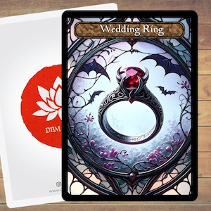 Ficha de anillo de boda MTG, ficha de arte de vitral, paquete de 5 para Magic y otros juegos de cartas coleccionables