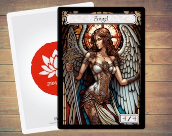 Angel Token MTG Token Stained Glass Art Token 5 Pack for Magic and other collectible card games