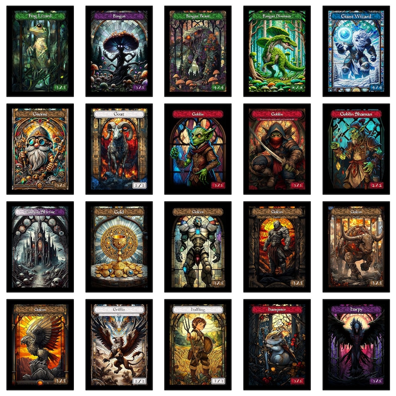Stained Glass Art Token MTG Token Bundle Magic Token Bundle MTG Stained Glass Art Token Bulk Pack for Magic and other collectible card games image 7