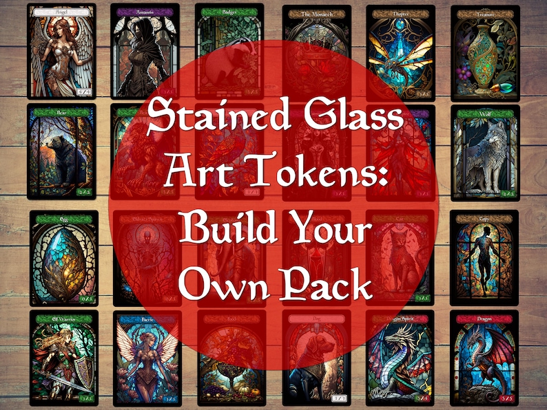 Stained Glass Art Token MTG Token Bundle Magic Token Bundle MTG Stained Glass Art Token Bulk Pack for Magic and other collectible card games image 1