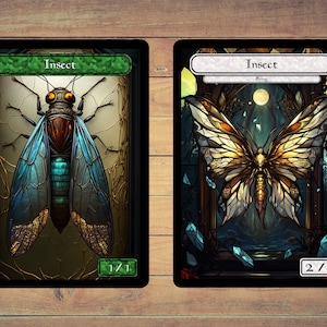 Insect Token MTG Token Stained Glass Art Token 5 Pack for Magic and other collectible card games