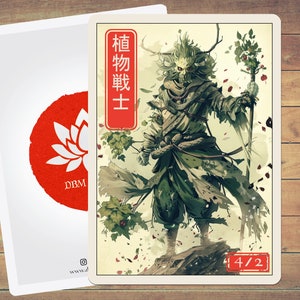 Token de Guerreiro Planta, Token MTG, Token de Arte em Estilo Japonês, Pacote com 5 para Magic e outros jogos de cartas colecionáveis