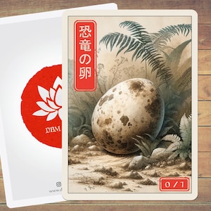 Ficha de huevo de dinosaurio, ficha de dinosaurio, ficha MTG, ficha de arte de estilo japonés, paquete de 5 para Magic y otros juegos de cartas coleccionables