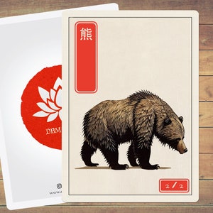 Bear Token MTG Token Japanese Style Art Token 5 Pack for Magic and other collectible card games