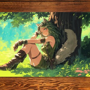 Tapis de jeu anime Tapis de jeu écureuil Tapis de jeu pour fille 14 x 24 po. Tapis de jeu pour cartes, CCG et jeux de table avec disposition de la zone Magic Edh pour le commandant