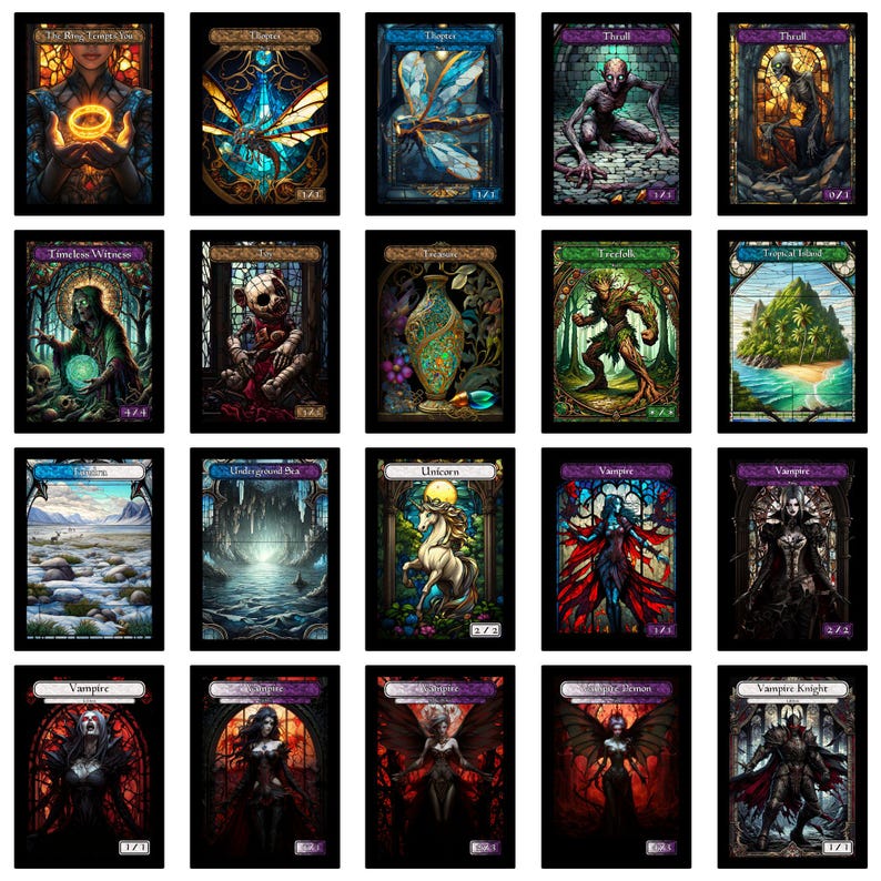 Stained Glass Art Token MTG Token Bundle Magic Token Bundle MTG Stained Glass Art Token Bulk Pack for Magic and other collectible card games image 15