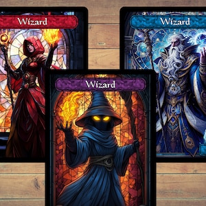 Wizard Token MTG Token Stained Glass Art Token 5 Pack for Magic and other collectible card games