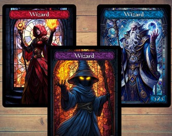 Wizard Token MTG Token Stained Glass Art Token 5 Pack for Magic and other collectible card games