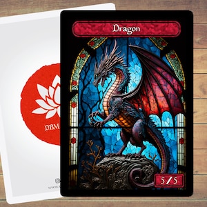 Dragon Token MTG Token Stained Glass Art Token 5 Pack for Magic and other collectible card games