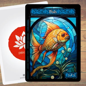 Gettone pesce Gettone MTG Gettone arte vetrate colorate Confezione da 5 per Magic e altri giochi di carte collezionabili