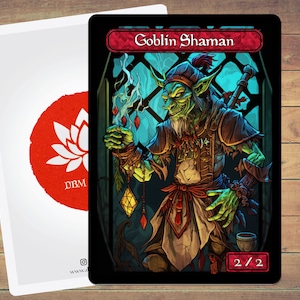 Goblin Token Goblin Shaman Token MTG Token Stained Glass Art Token 5er Pack für Magic und andere Sammlerkartenspiele