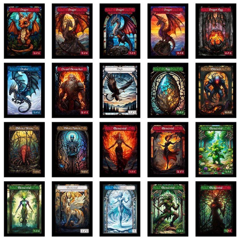 Stained Glass Art Token MTG Token Bundle Magic Token Bundle MTG Stained Glass Art Token Bulk Pack for Magic and other collectible card games image 5