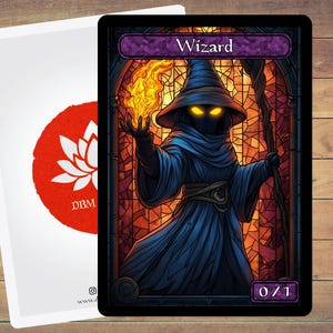 ウィザードトークン MTGトークン ブラックメイジトークン ステンドグラスアートトークン 5パック マジックやその他のトレーディングカードゲーム用