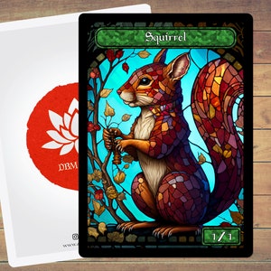 Squirrel Token Stained Glass Art Token 5 Pack for Magic and other collectable card games