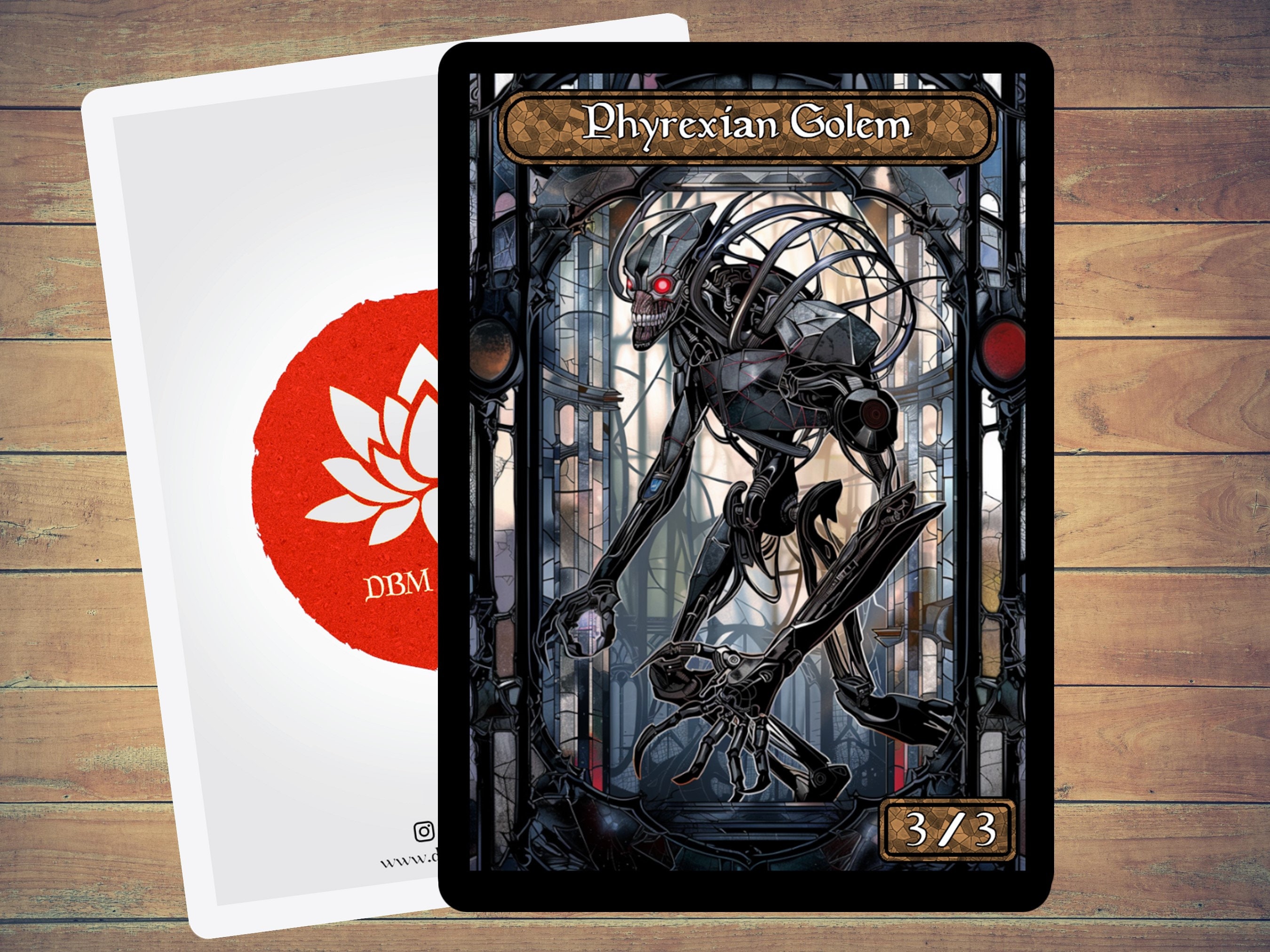 Phyrexian Golem Token MTG Token Stained Glass Art Token 5 Pack for Magic and other collectible card games