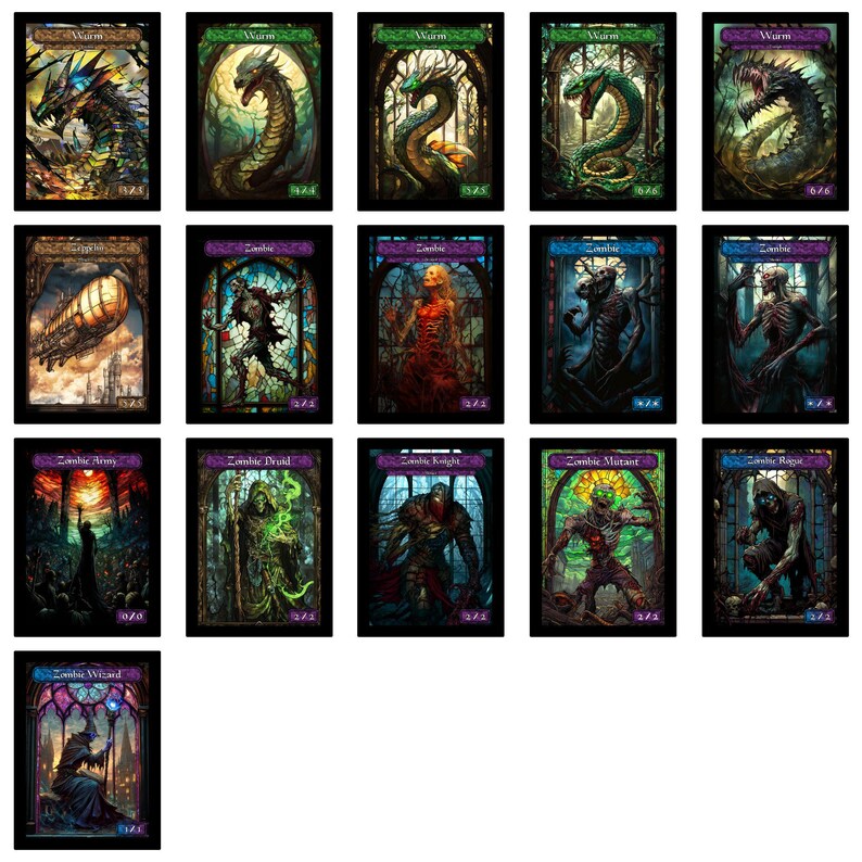 Stained Glass Art Token MTG Token Bundle Magic Token Bundle MTG Stained Glass Art Token Bulk Pack for Magic and other collectible card games image 17
