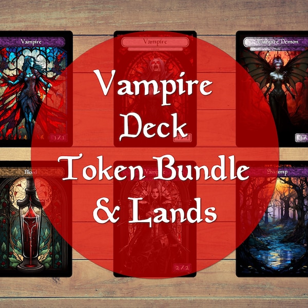 Vampire Deck Vampire Token Bundle Stained Glass Art Vampire Token Blood Token Vampire Demon Token pack for Magic collectible card games