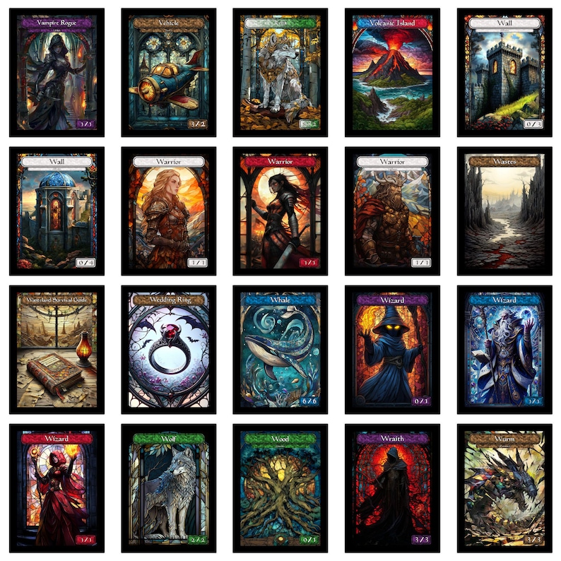 Stained Glass Art Token MTG Token Bundle Magic Token Bundle MTG Stained Glass Art Token Bulk Pack for Magic and other collectible card games image 16