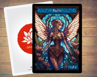 Faerie Token Stained Glass Art Token 5 Pack for Magic and other collectable card games  | Foil Option Available