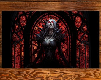 Vampire Playmat 14" X 24" Playmat For Card, Ccg, and TCG Playmat Games Magic Playmat Edh Zone Layout Option For Commander, MTG Playmat