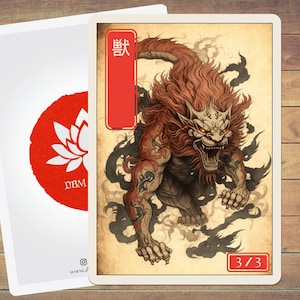 Paquete de 5 fichas de arte de estilo japonés de Beast Token MTG para Magic y otros juegos de cartas coleccionables.