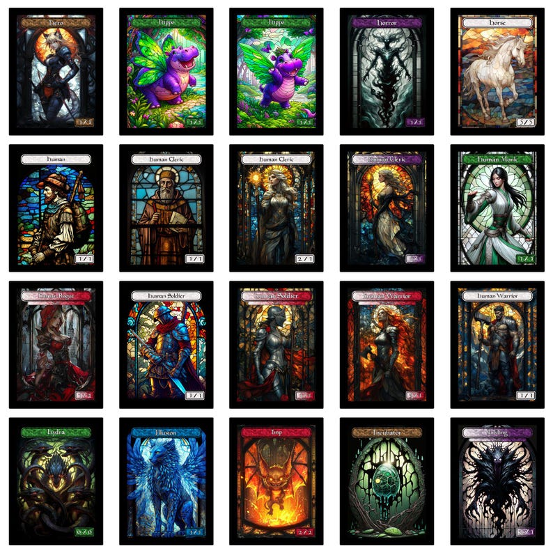 Stained Glass Art Token MTG Token Bundle Magic Token Bundle MTG Stained Glass Art Token Bulk Pack for Magic and other collectible card games image 8