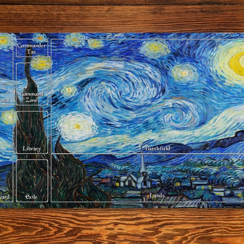 星月夜 The starry night Van Gogh プレイマット OMA Vincent Van Gogh Platmat MTG Playmat Starry Night Playmat 14x24