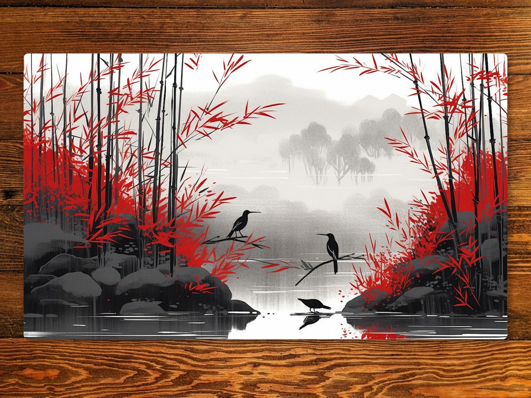 Bamboo Lake 14 X 24 Playmat With Magic Zone Layout for Edh and