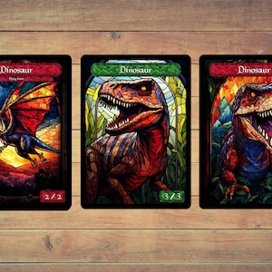 Token de Dinossauro Token MTG Token de Arte em Vitral Pacote com 5 para Magic e outros jogos de cartas colecionáveis