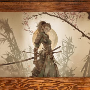 Tapete de juego de anime de guerrero elfo japonés de 35,5 x 61 cm para cartas, samuráis, juegos de mesa y zonas de Magic Edh para Commander.