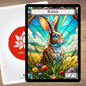 Kaninchen-Token MTG-Token Stained Glass Art Token 5er Pack für Magic und andere Sammlerkartenspiele