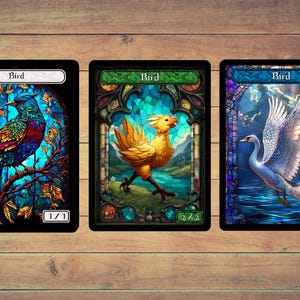 Bird Token MTG Token Stained Glass Art Token 5 Pack for Magic and other collectible card games
