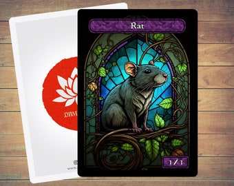 Rat Token Stained Glass Art Token 5 Pack for Magic and other collectable card games