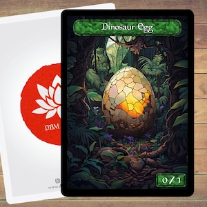 Ficha de huevo de dinosaurio MTG Ficha de arte en vitral Paquete de 5 fichas para Magic y otros juegos de cartas coleccionables