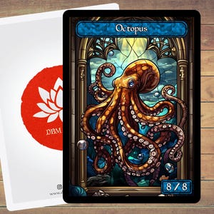 Octopus Token MTG Token Stained Glass Art Token 5 Pack for Magic and other collectible card games