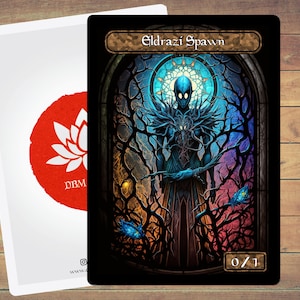 Token de Spawn Eldrazi, Token MTG, Token de Arte em Vitral, Pacote com 5 para Magic e outros jogos de cartas colecionáveis