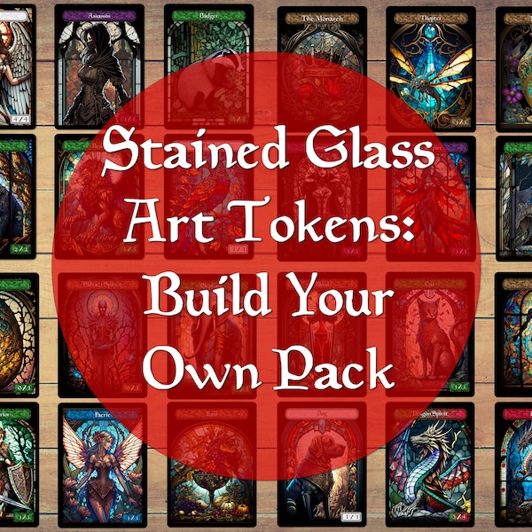 Stained Glass Art Token Bulk Pack for Magic and other collectable card games