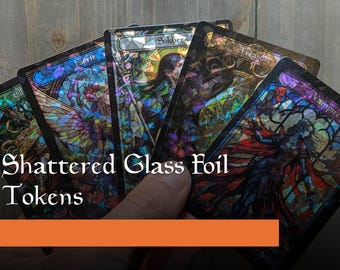 Shattered Glass Foil Stained Glass Art Tokens MTG Token Bundle Magic Token Bundle MTG Stained Glass Art Token