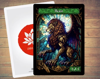 Beast Token MTG Token Stained Glass Art Token 5 Pack for Magic and other collectible card games