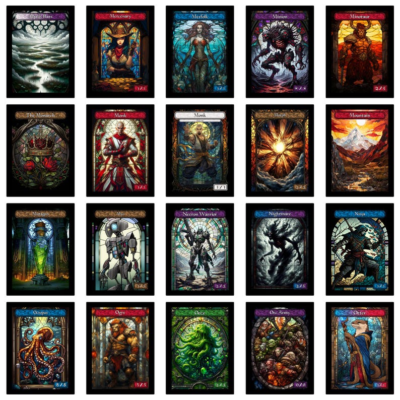 Stained Glass Art Token MTG Token Bundle Magic Token Bundle MTG Stained Glass Art Token Bulk Pack for Magic and other collectible card games image 10