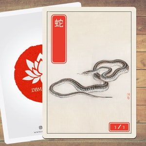 Pacote com 5 fichas de arte em estilo japonês Snake Token para Magic e outros jogos de cartas colecionáveis