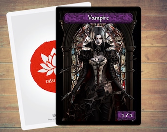 Lot de 5 jetons artistiques en vitrail Vampire 2.0 pour jeux de magie et autres jeux de cartes à collectionner