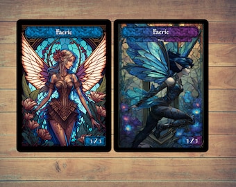 Faerie Token MTG Token Stained Glass Art Token 5 Pack for Magic and other collectible card games  | Foil Option Available