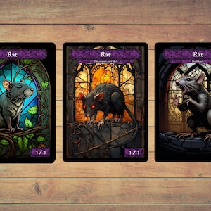 Rattoken MTG-token Slaktoken Stained Glass Art Token 5-pack voor magie en andere kaartspellen voor verzamelaars