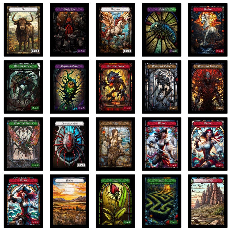 Stained Glass Art Token MTG Token Bundle Magic Token Bundle MTG Stained Glass Art Token Bulk Pack for Magic and other collectible card games image 11